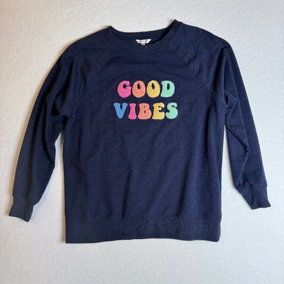 Wildfox Good Vibes Navy Rainbow Letters Sweatshirt #1413 - Picture 3 of 6